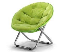 xDays Maanstoel Inklapbaar – Moon Chair – Campingstoel Opvouwbaar – Klapstoel – Vouwstoel – Relaxstoel – Gepolsterd met Kussen – 75x57 cm – Slaapkamer Studentenkamer Woonkamer Balkon Tuin Festival – Groen