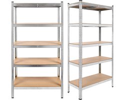 xDays Stellingkast Zilver - Set van 2 - 180x90x40 cm - Schroefloze Metalen Opbergrek - Voorraadkast - Magazijnstelling - 5 MDF Planken - 175kg Per Plank, 875kg Totaal