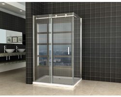 Xellanz Block Shower Douchedeur met zijwand 120x80x200cm chroom 8mm dik NANO coating glas