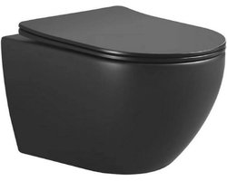 Xellanz Nibiru spoelrandloos compact wandcloset 48cm met softclose zitting mat zwart