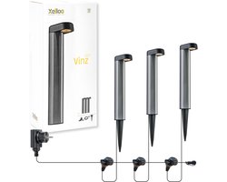 Xelloo® Vinz LED Tuinverlichting set van 3 stuks - 8 meter - Warm Wit Licht - 12V Grondspots voor buiten met Stekker - IP44 Waterbestendig - RVS Tuin Verlichting op Stroom 12 Volt - Inclusief trafo, kabel en schuifsysteem - Padverlichting