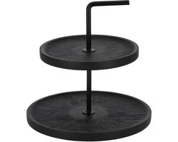 XEMM Etagere - Mango hout - 2 laags - ∅26 x 28 cm - Zwart