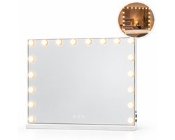 Xemm Hollywood Spiegel met Verlichting 80 x 60 cm - 18 Led Lampen - Dimbaar - 3 Lichtstanden - Smart Touch - met Usb en Usb-c - Ophangbaar en Staand