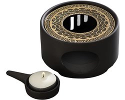 XEMM Rechaud - Warmhoudplaatje Theepot - Zwart met Koper Design - ø14,5 cm