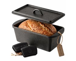 Xenia Gietijzeren Broodbakvorm met Deksel - 28 cm / 3L - Dutch Oven & Broodvorm - Geschikt voor Inductie & Oven - Inclusief Siliconen Handgrepen