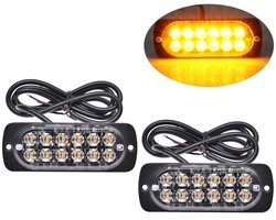 XEOD LED Flitsers Oranje - 12V - 24V - 18 Flits patronen - Gevarenlichten - Vrachtwagen - Bestelauto - Bestel bus - Veilig werken langs de weg - 2 Stuks