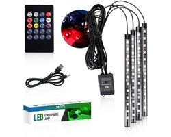 XEOD Sfeerverlichting LED strip's met USB aansluiting - 12V/5V - Interieur verlichting - Ambient light - Auto - Vrachtwagen - Bestelauto - Accessoires - 4 LED Strips - Afstandsbediening