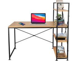 Xergonomic® bureau met planken - Laptoptafel - Bureautafel - Industrieel Bureau 120x64x72 cm – Kast 140x64 cm