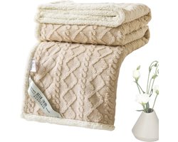 Xerolax Dekentje - Deken - Pluche - Wollen - Fleece - Plaid - Knuffeldeken - Bank Deken - Khaki - 200x230cm