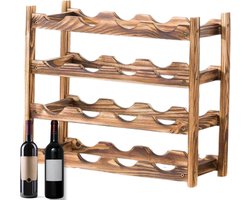 Xerolax Wijnrek Muur - Hangend - Wand - Wandmontage - Metaal - Flessenhouder - 16 Flessen - Wijnglazenhouder - Wijnglazenrek - Zwart