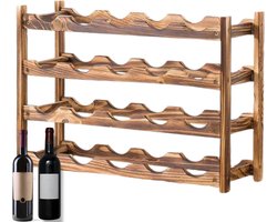 Xerolax Wijnrek Muur - Hangend - Wand - Wandmontage - Metaal - Flessenhouder - 20 Flessen - Wijnglazenhouder - Wijnglazenrek - Zwart