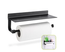 XIVADA Keukenrolhouder Zwart - Wandplank - Hangend - Zelfklevend - Aanrecht Organizer