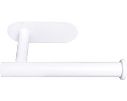 XIVADA Toiletrolhouder Nino - Zonder boren - WC Rolhouder - Zelfklevend - Met plakstrip - RVS - Wit