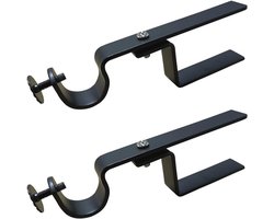 XL Beugel voor Binnengemonteerde Faux Houten Jaloezieën en Gordijnstangen – Zwart