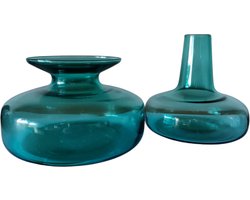 XL Boom - Alain Berteau - emerald green - groen - uniek - vaas - karaf - set van 2