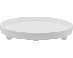 XL Decoratief Rond Dienblad op Poten 38cm Wit Houten Plateau