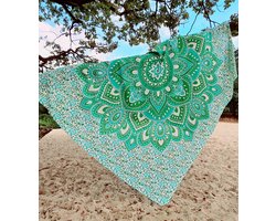 XL groot strandlaken - Groen/turqoise - Tweepersoons strandkleed - Mandala stranddoek -katoen/polyester