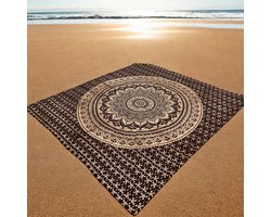 XL groot strandlaken - Mandala - Zwart/goud - Duurzaam katoen /polyester - 2 persoons stranddoek