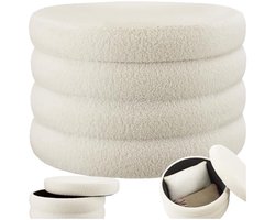 XL Hocker met opbergruimte - Poef Ø 67 x 42 cm - Stevige en stijlvolle voetenbank