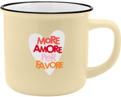 XL Mok - Grote Beker Koffiemok - Koffie Drinken - Emaille Look Zwarte Rand - 55 cl - Multicolor