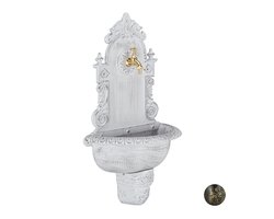 XL muurfontein - met kraan - antiek design - gietijzer - 75 x 44 x 22 cm - wit