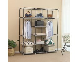 XL Opvouwbare Garderobekast - Grote Kleding Legplank Kast Stof - Stoffen Hangkast Legkast