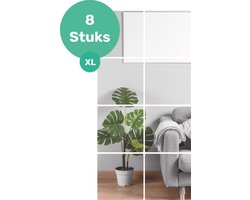 XL Plakspiegel 40x40 - 8 stuks - Zelfklevende - Plakspiegels - Hollywood make up spiegel - Deur - Spiegel - Folie - Badkamer - Grote - Sticker - Pas - Wand - Spiegel