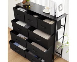 XL Stoffen Commode met 9 Laden 101 cm – Stalen Frame Opbergkast Dressoir voor Slaapkamer, Woonkamer en Hal – Mobili Bella