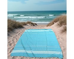 XL strandlaken - Super groot strandkleed - Turquoise - Tweepersoons strandkleed - XL strandlaken - Groen/blauw - Gestreept strandlaken - Katoen/polyester