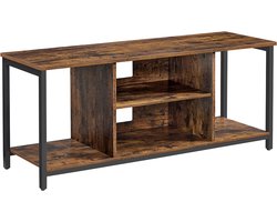 XL TV-meubel - TV-meubels voor TV tot 60 inch - TV kast met open planken - TV console voor woonkamer - entertainment kamer - rustiek bruin en zwart