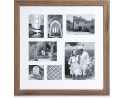XLBoom Badia Fotolijst - Collagelijst voor 7 foto's - In Hout - Walnoot - 58×4,5×58cm