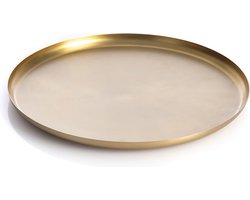XLBoom Bao Tray Ø 49cm Brass goud - Design serveerschaal van roestvrij staal - Verkrijgbaar in Soft Black | Matt Black | Soft Copper | Red | Green - Luxe dienblad voor tafel & interieur