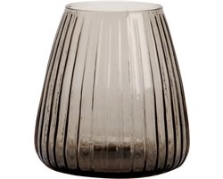 XLBoom Dim Stripe Small Vaas - Glas - Voor Binnen - Grijs - 15×15×16,5cm