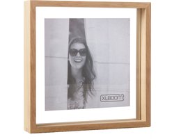 XLBoom Floating Box Fotolijst Timber 25x25cm - Zwevend houten frame met glas - Verkrijgbaar in wit, lichtbruin en zwart – Tijdloze design fotolijst voor modern wonen