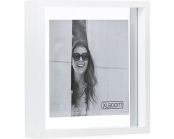 XLBoom Floating Box Fotolijst Wit 25x25cm - Zwevend houten frame met glas - Verkrijgbaar in wit, lichtbruin en zwart – Tijdloze design fotolijst voor modern wonen