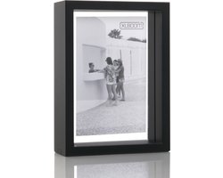 XLBoom Floating Box Fotolijst Zwart 13x18cm - Zwevend houten frame met glas - Verkrijgbaar in wit en zwart - Tijdloze design fotolijst voor modern wonen