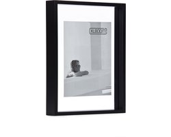 XLBoom Floating Box Fotolijst Zwart 26x35,5cm - Zwevend houten frame met glas - Verkrijgbaar in wit, donkerbruin en zwart - Tijdloze design fotolijst voor modern wonen