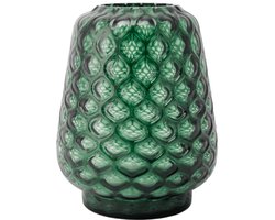 XLBoom Kuro Prism Large Moss – Mondgeblazen glazen vaas met geometrisch patroon – Kleur Moss groen – Design woonaccessoire