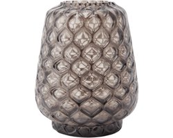 XLBoom Kuro Prism Large Smokey – Mondgeblazen glazen vaas met geometrisch patroon – Kleur Smokey grijs – Design woonaccessoire