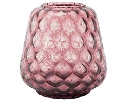 XLBoom Kuro Prism Small Plum – Mondgeblazen glazen vaas met geometrisch patroon – Kleur Plum – Design woonaccessoire