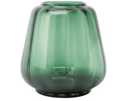 XLBoom Kuro Wave Small Moss – Mondgeblazen glazen vaas Ø 22,5 cm × H 19,5 cm – Kleur Moss groen – Design woonaccessoire