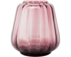 XLBoom Kuro Wave Small Plum– Mondgeblazen glazen vaas Ø 22,5 cm × H 19,5 cm – Kleur Plum roze – Design woonaccessoire