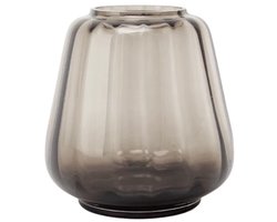 XLBoom Kuro Wave Small Smokey – Mondgeblazen glazen vaas Ø 22,5 cm × H 19,5 cm – Kleur Smokey – Design woonaccessoire