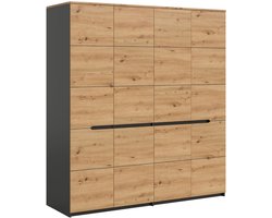 xonox.home Canu kledingkast met 4 deuren B/H/D: 180x198x59 cm in basaltgrijs en Artisan-imitatie