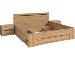 xonox.home Canu slaapkamerset B/H/D: 284x87x205 cm in basaltgrijze imitatie en Artisan-imitatie