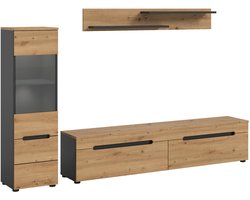 xonox.home Canu wooncombinatie incl. verlichting (B/H/D: 221x141x33 cm) in Artisan-imitatie