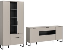 xonox.home Noida wooncombinatie B/H/D: 240x192x41 cm in kasjmierimitatie en zwart