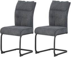 xonox.home Slede eetkamerstoel Frieda, set van 2, chenille-look, antraciet (B/H/D): 47 x 94 x 61 cm