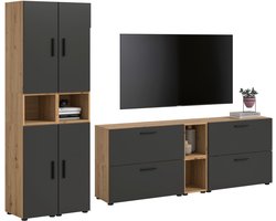 xonox.home wooncombinatie The One Artisan Oak imitatie/ Basaltgrijs imitatie B/H/D: 259x182x34 cm