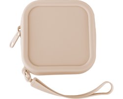 xoxo Wildhearts opbergtas met rits - Silicone Bag - Beige - Kleine etui - Geschikt voor oordopjes / oplaadkabels / sleutels - Siliconen hoesje - Bewaaretui oortjes - Soft Case Cover Protector - Beschermhoes - Beige / Creme